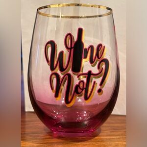 Wine Not? Stemless Wine Glass with Pink Ombre